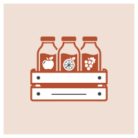 Caisses de jus de fruits